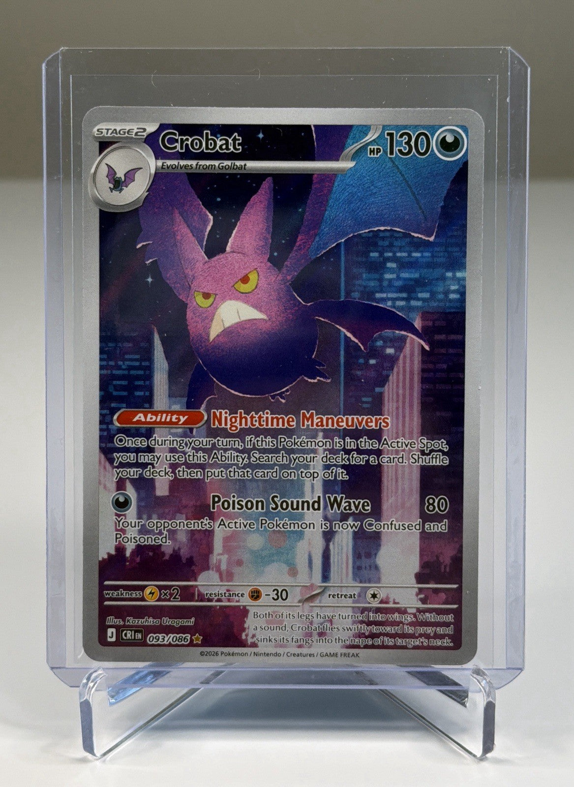Pokémon TCG: Crobat Chaos Rising 93/86 Holo Illustration Rate NM Near Mint