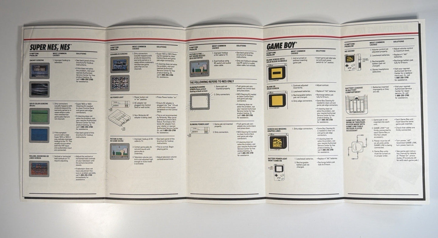 Nintendo NES NWC Service Center Brochure Pamphlet Mario Repair 1991 RARE