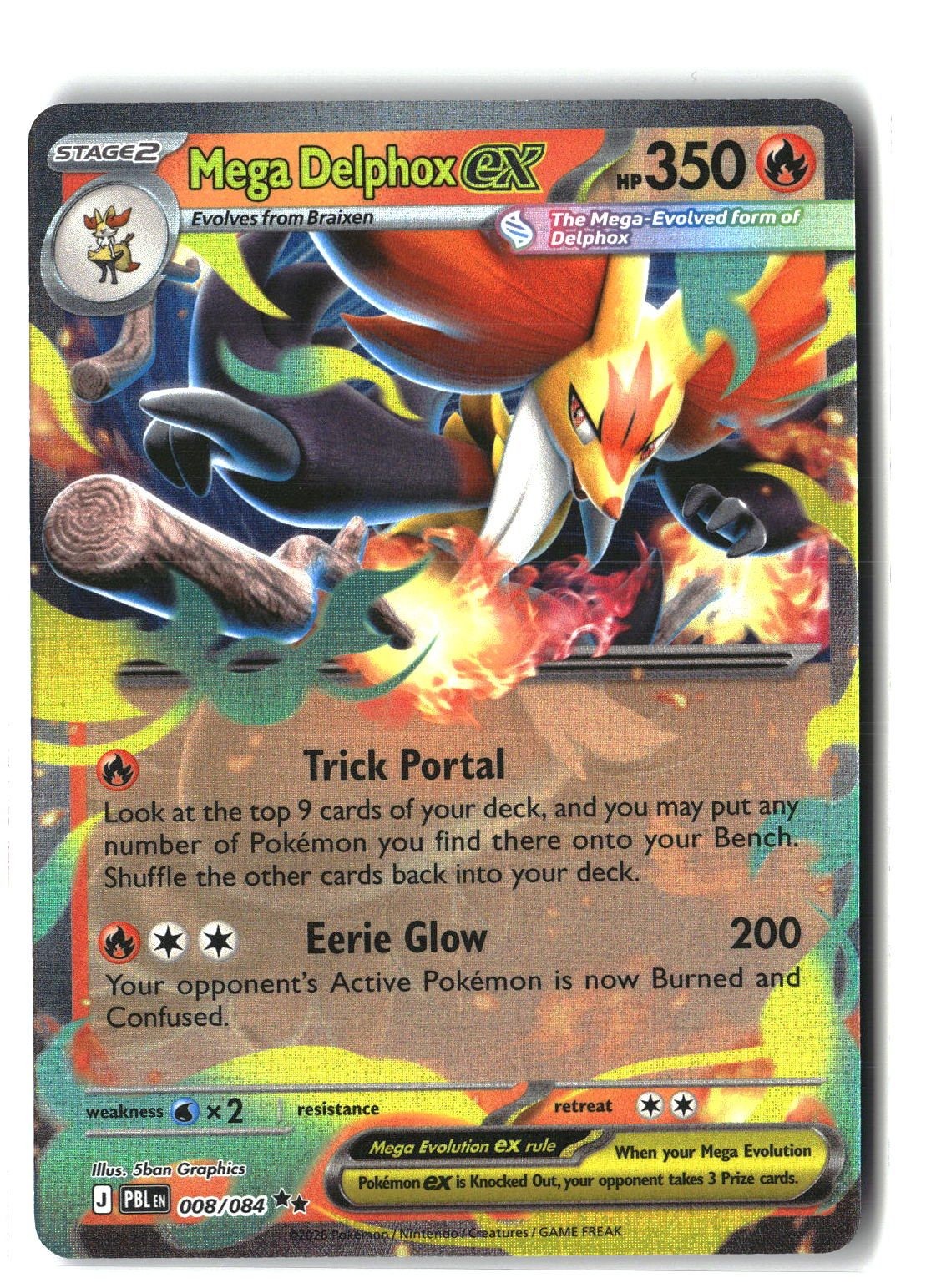 Mega Delphox ex Holofoil NM (Pitch Black 008/084)