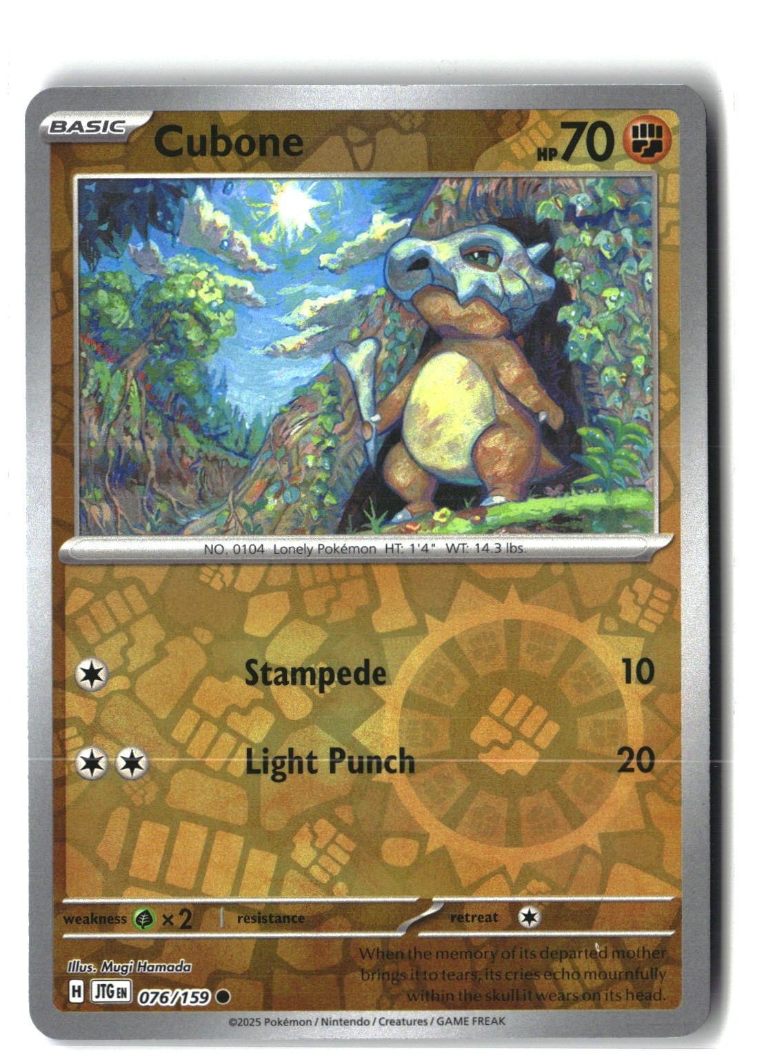 Cubone Reverse Holofoil NM (Journey Together 076/159)