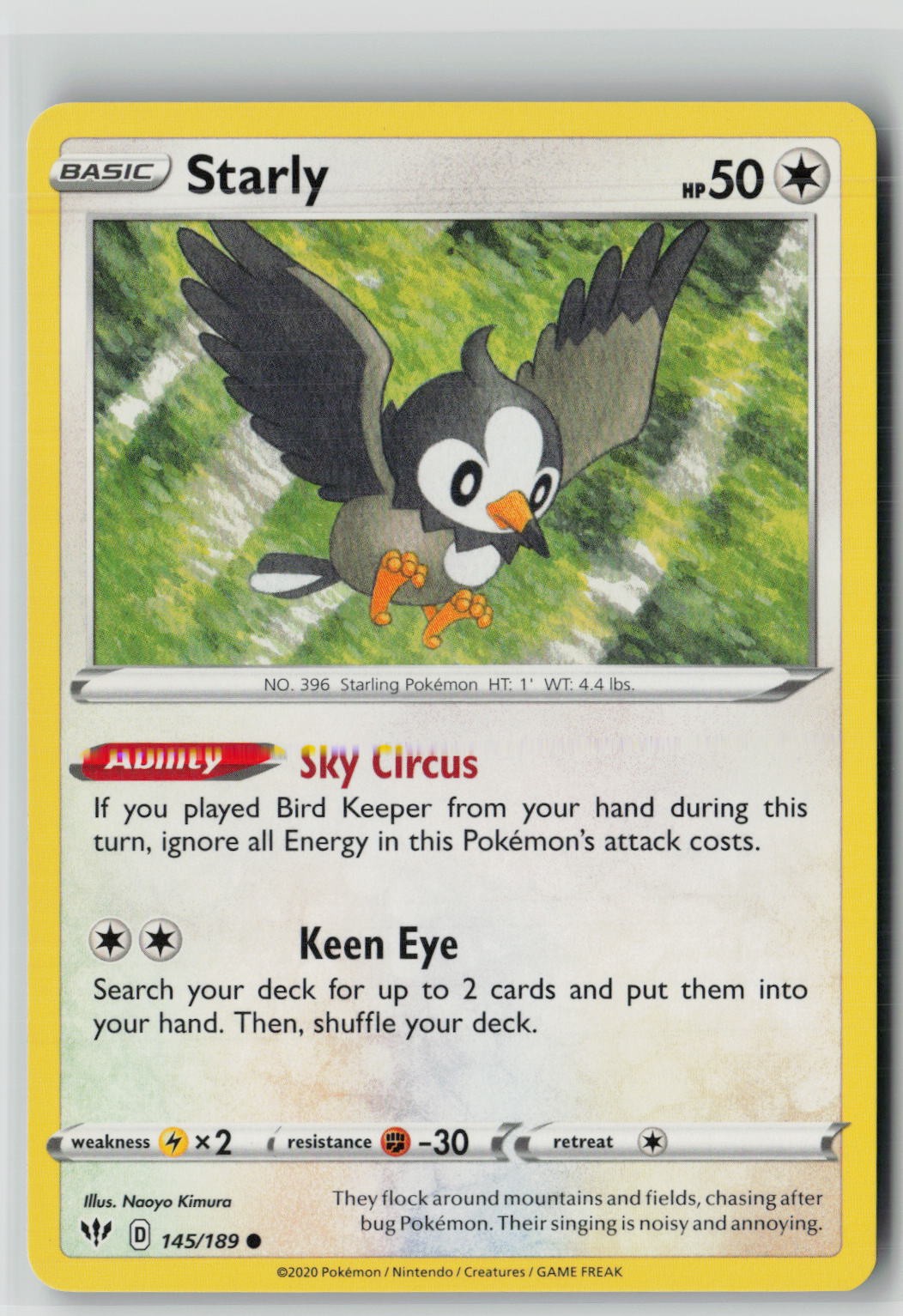 Starly (SWSH03: Darkness Ablaze 145/189) NM