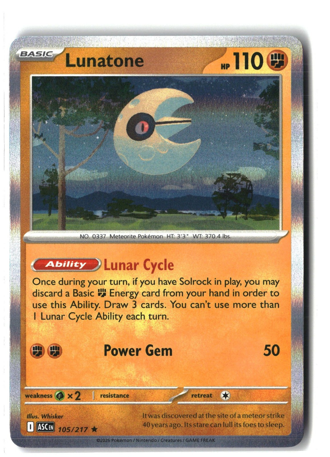 Lunatone Holofoil NM (ME: Ascended Heroes 105/217)