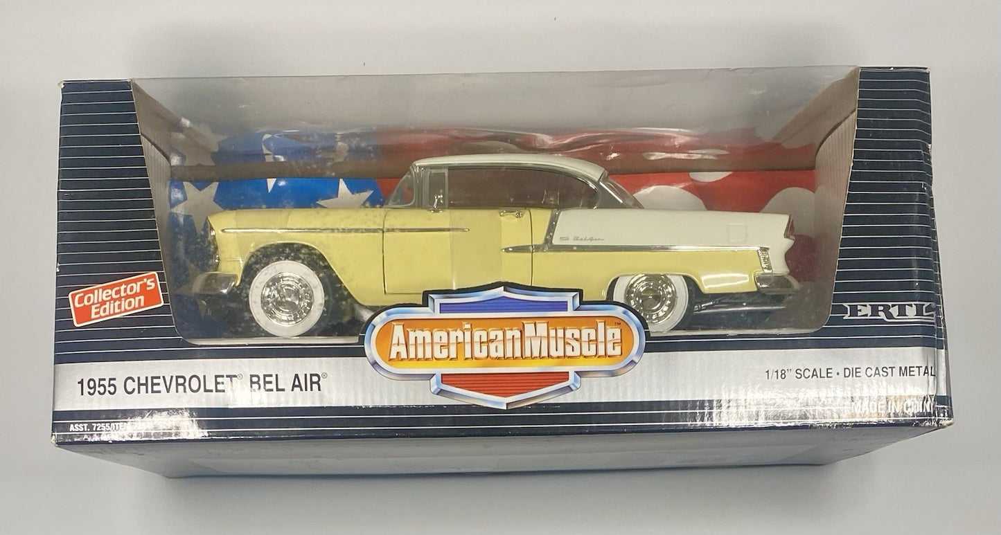 ERTL American Muscle 1955 Chevrolet Bel Air Harvest Gold 7254  1:18 Diecast NEW