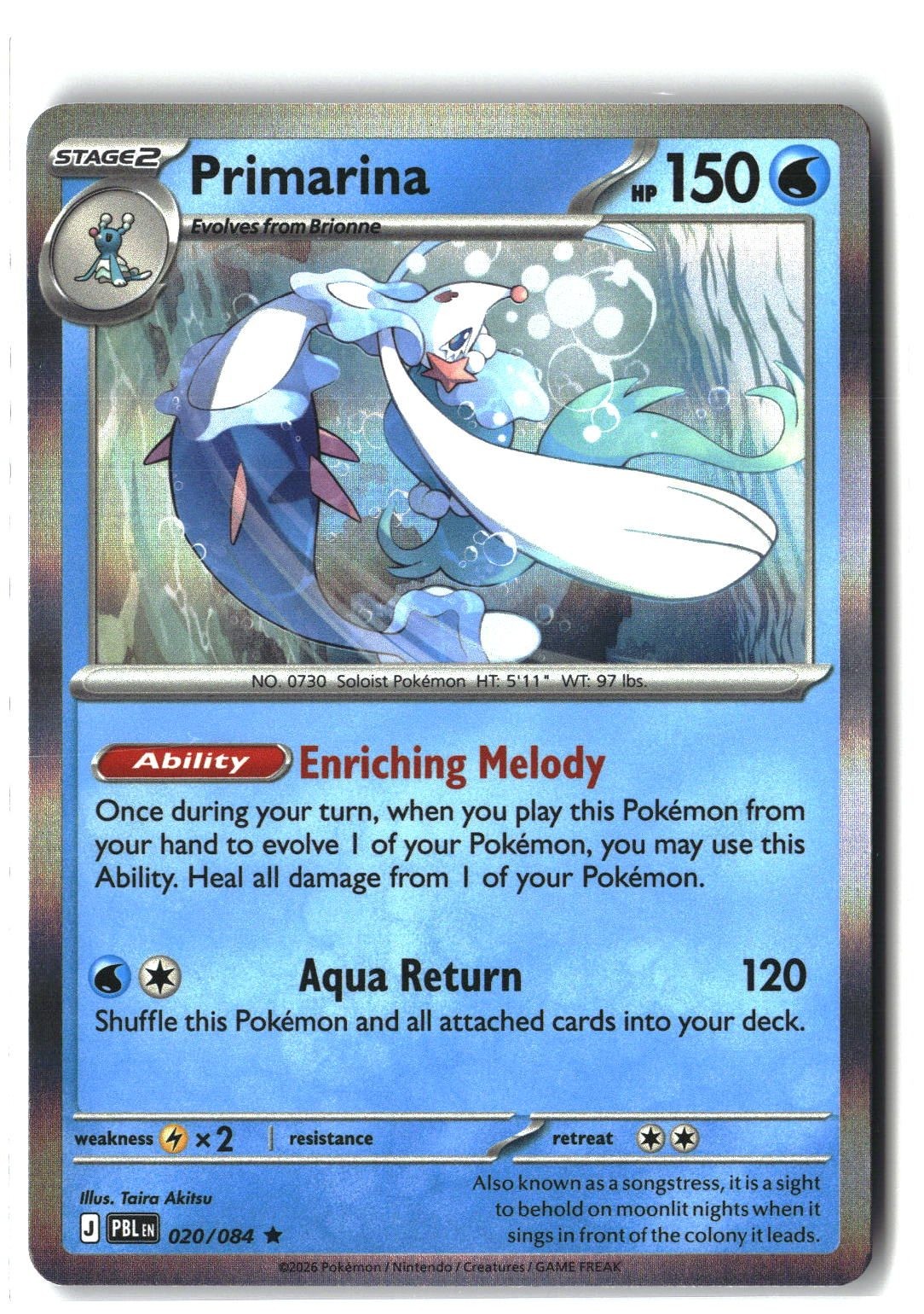 Primarina Holofoil NM (Pitch Black 020/084)
