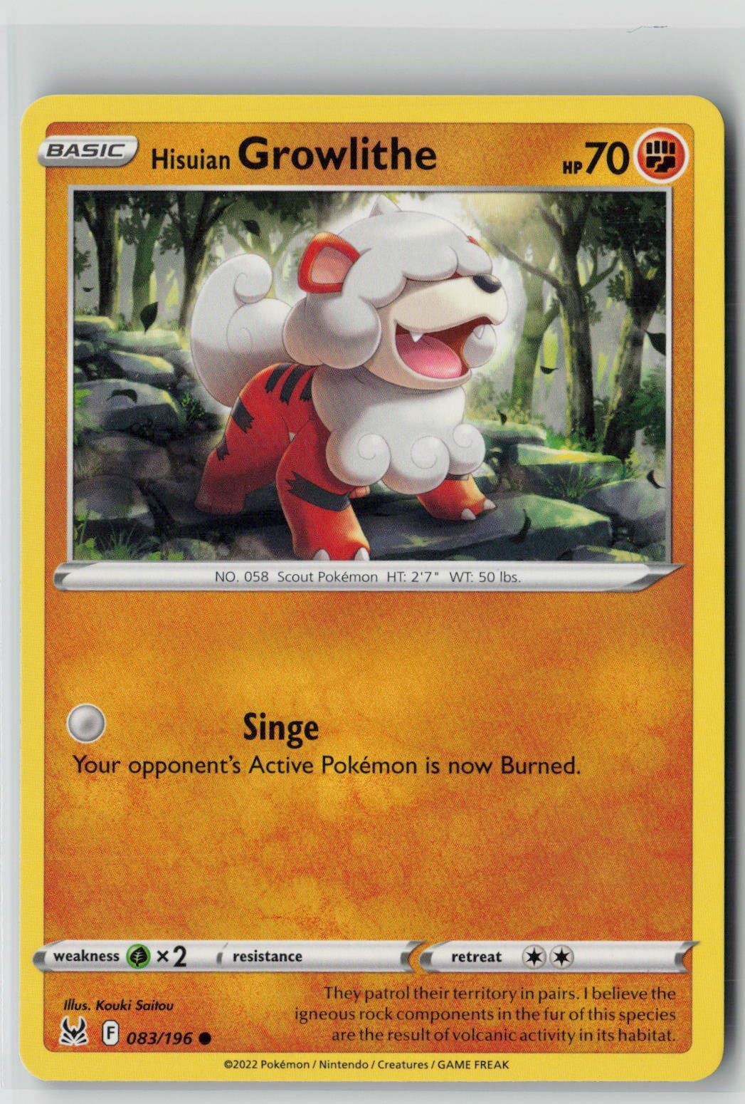 Hisuian Growlithe (SWSH11: Lost Origin 083/196) NM