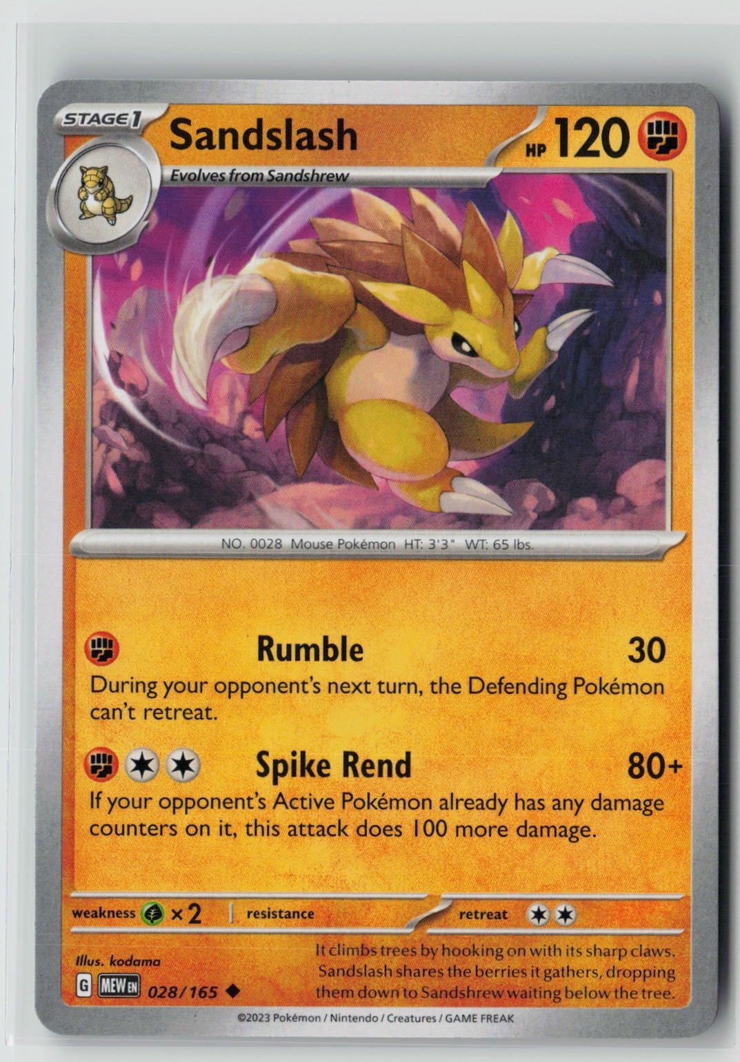 Sandslash (SV: Scarlet & Violet 151 028/165) NM