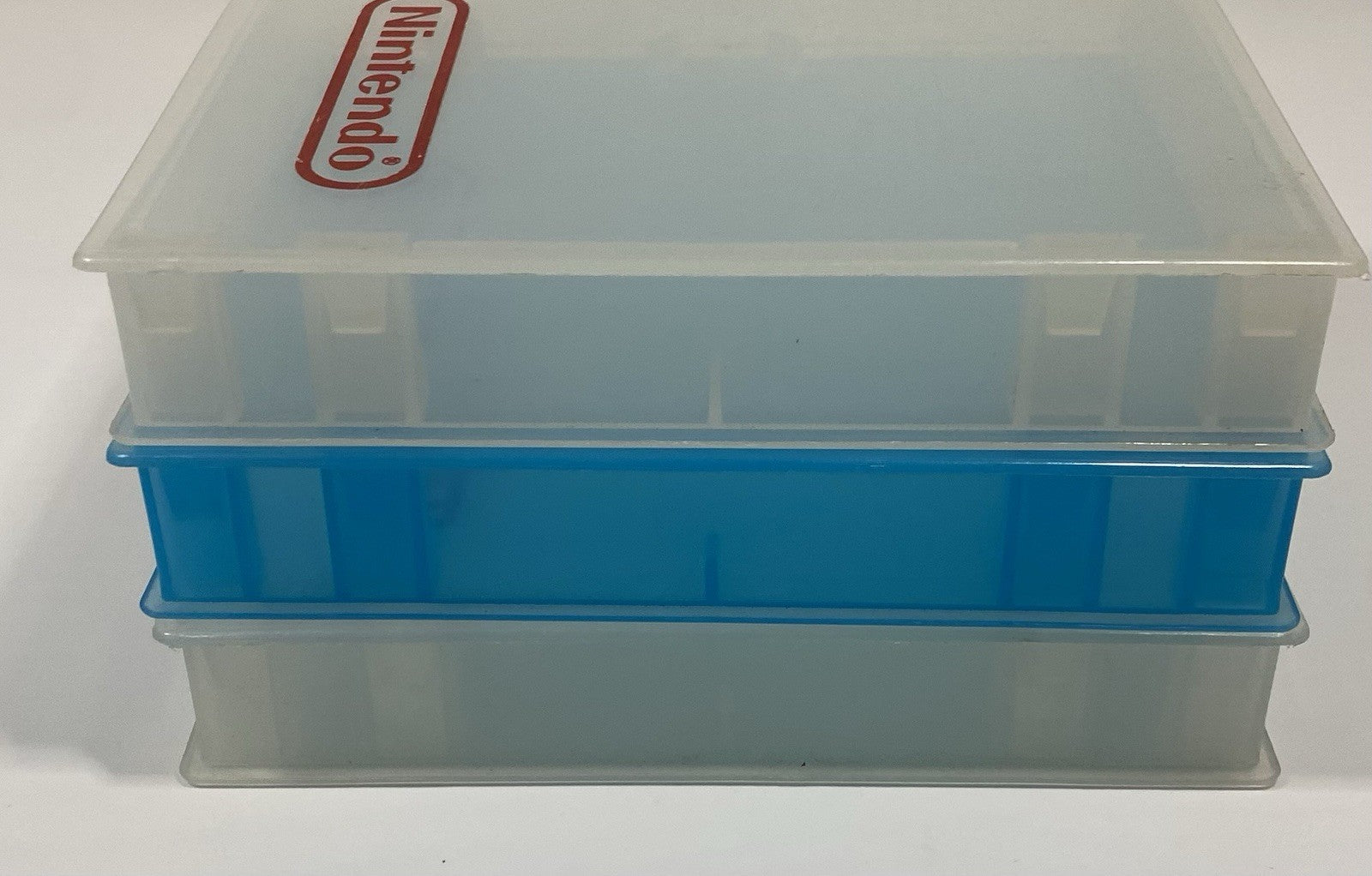 NES Nintendo Hard Clamshell Clear & Blue Plastic Game Cases Original Lot Of 3