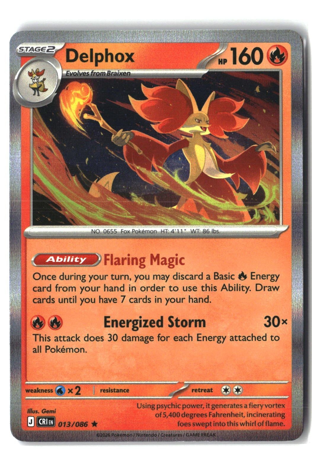 Delphox Holofoil NM (Chaos Rising 013/086)