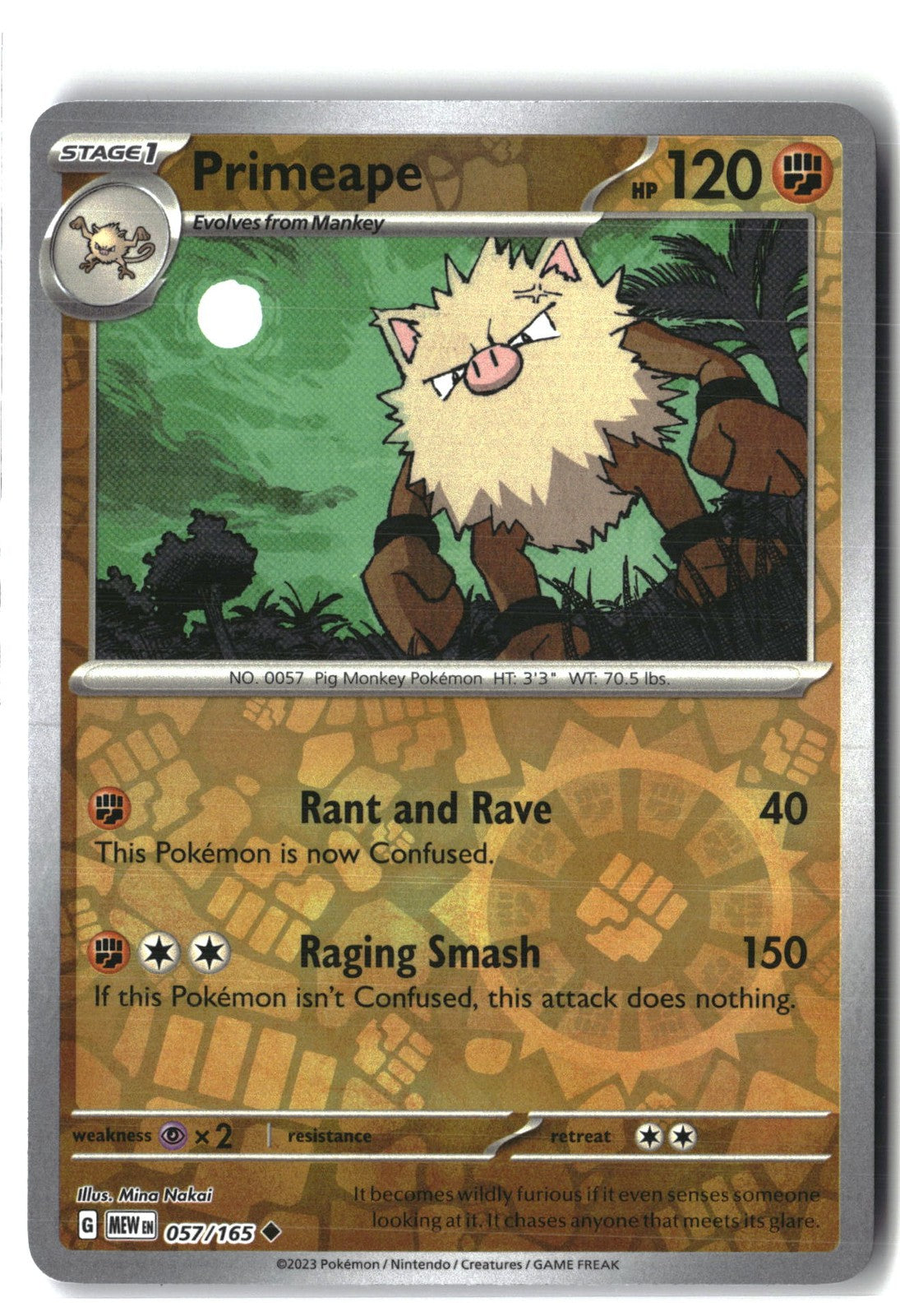 Primeape Reverse Holofoil NM (SV: Scarlet & Violet 151 057/165)