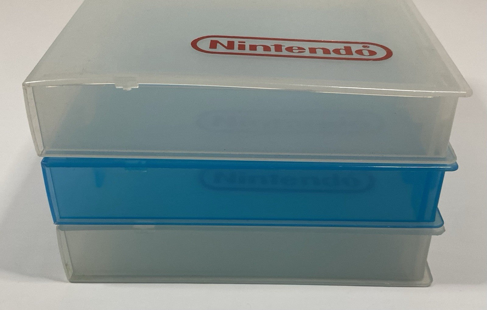 NES Nintendo Hard Clamshell Clear & Blue Plastic Game Cases Original Lot Of 3