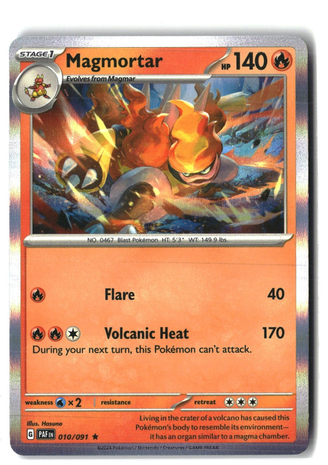 Magmortar Holofoil NM (SV: Paldean Fates 010/091)