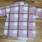 Women's Plaid Flannel Jacket Pink, Size S (Made In Italy)