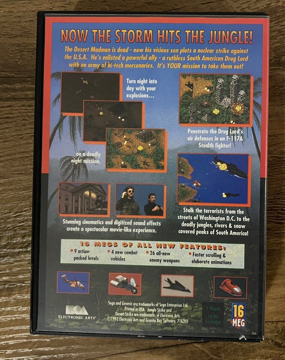 Jungle Strike (Sega Genesis, 1993) Authentic Game CIB Tested