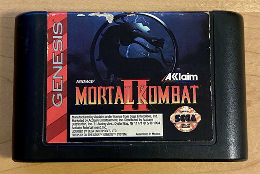 Mortal Kombat II 2 (Sega Genesis, 1994) Authentic, Tested & Works, Cart Only