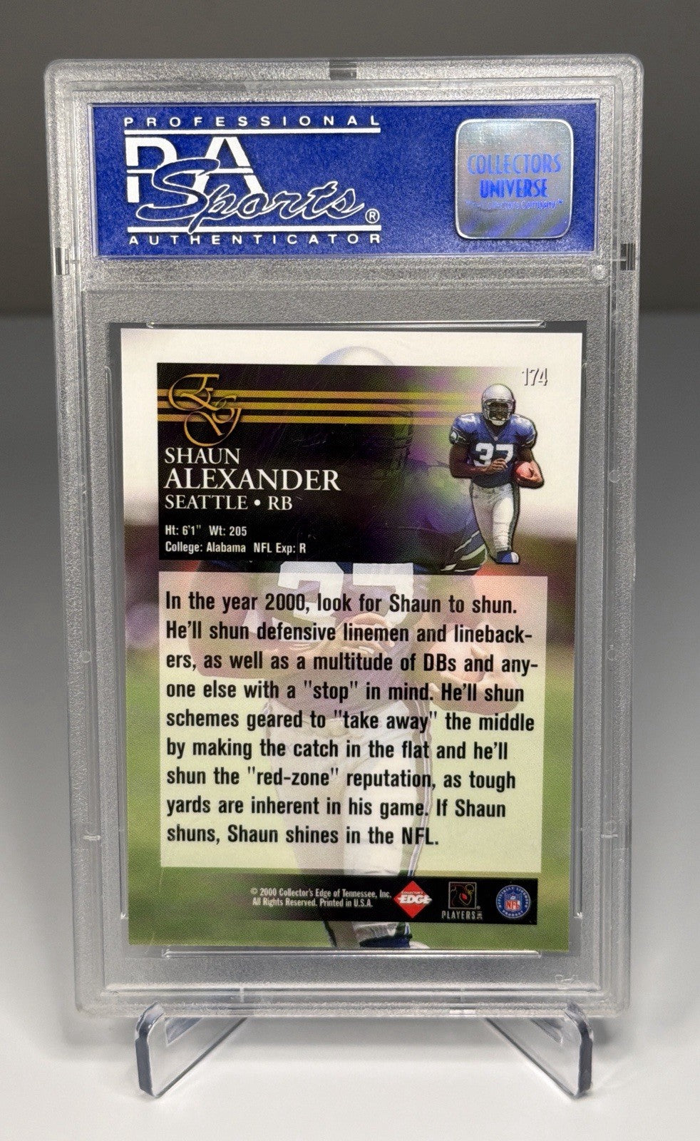 Collector's Edge 2000 Graded Shaun Alexander #174 Rookie High Numbers PSA 9