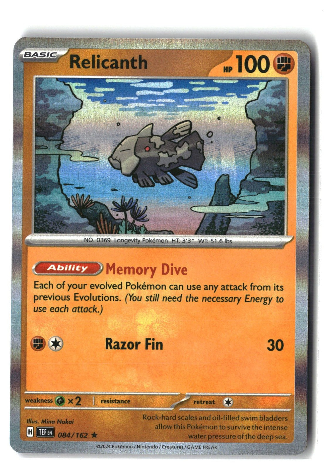 Relicanth Holofoil NM (Temporal Forces 084/162)