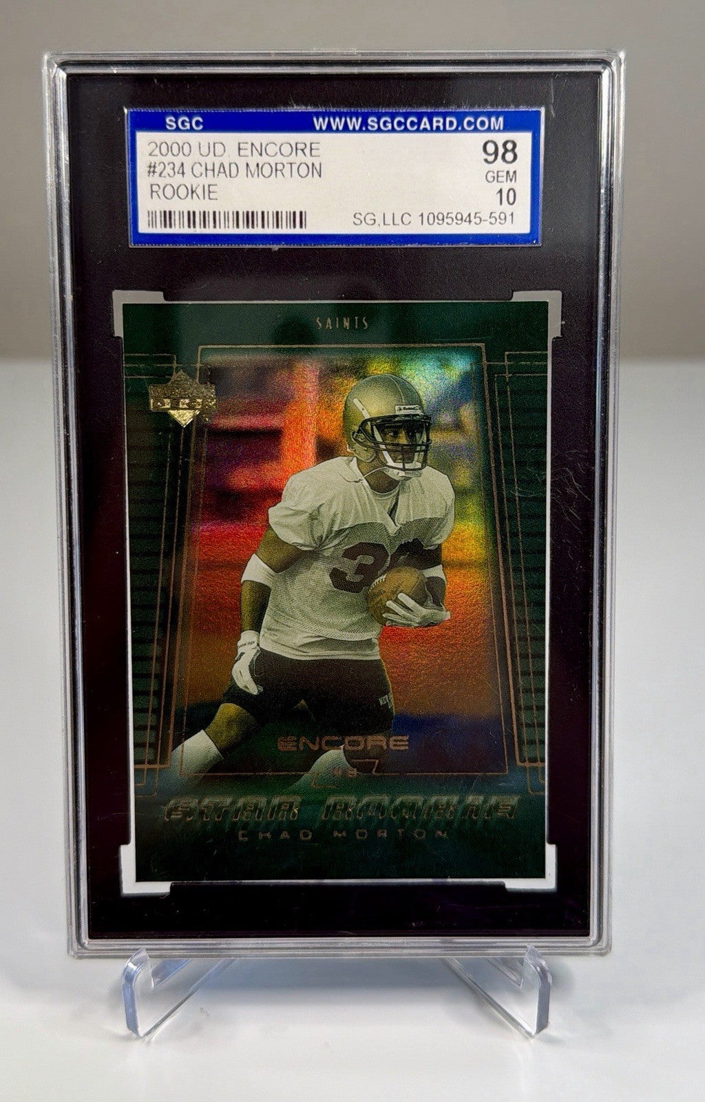 CHAD MORTON - 2000 Upper Deck Encore #234 Rookie SGC 98 Gem 10 Holo