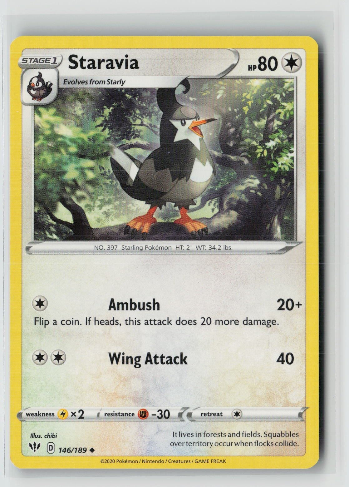 Staravia (SWSH03: Darkness Ablaze 146/189) NM