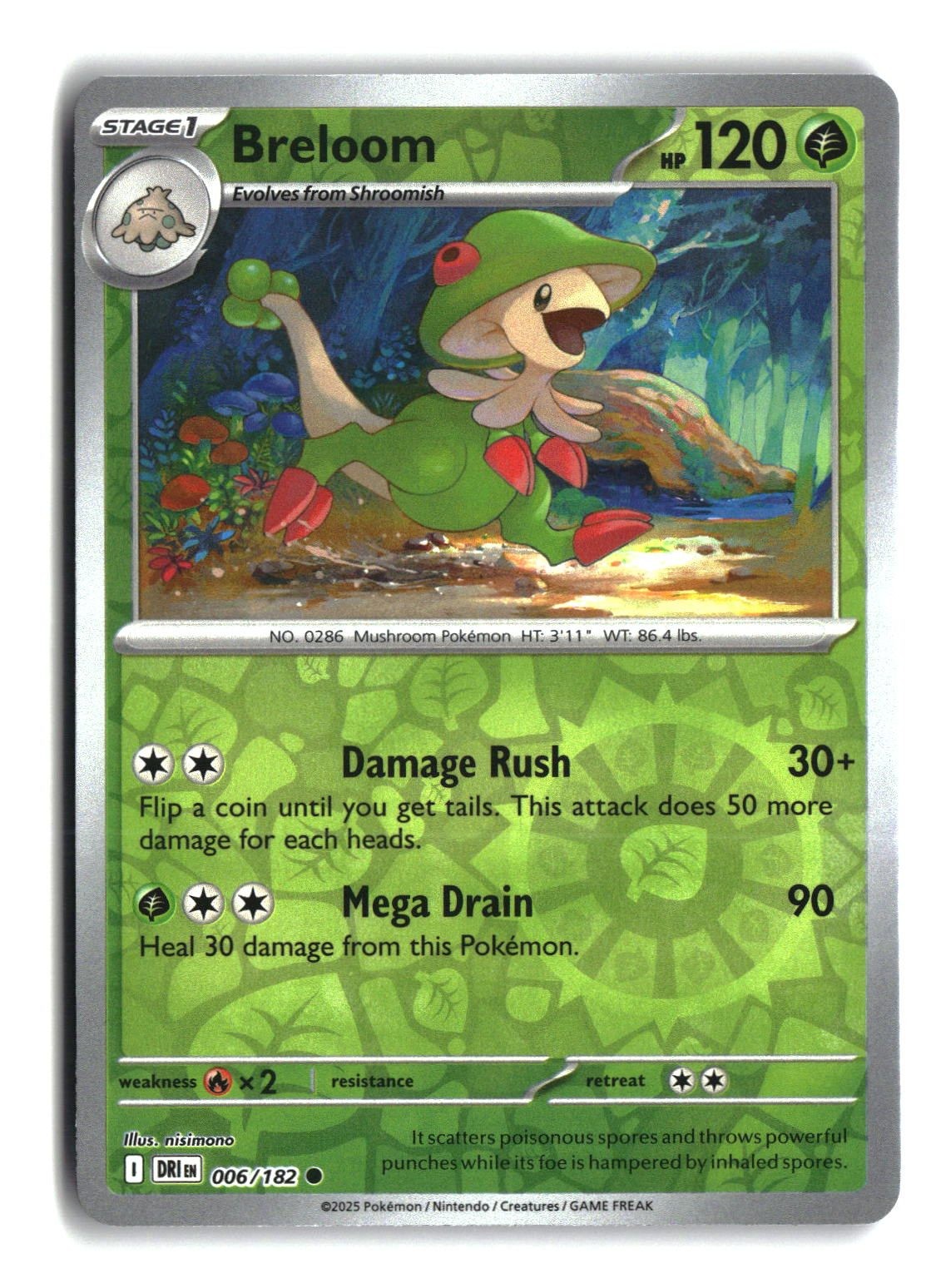 Breloom Reverse Holofoil NM (Destined Rivals 006/182)