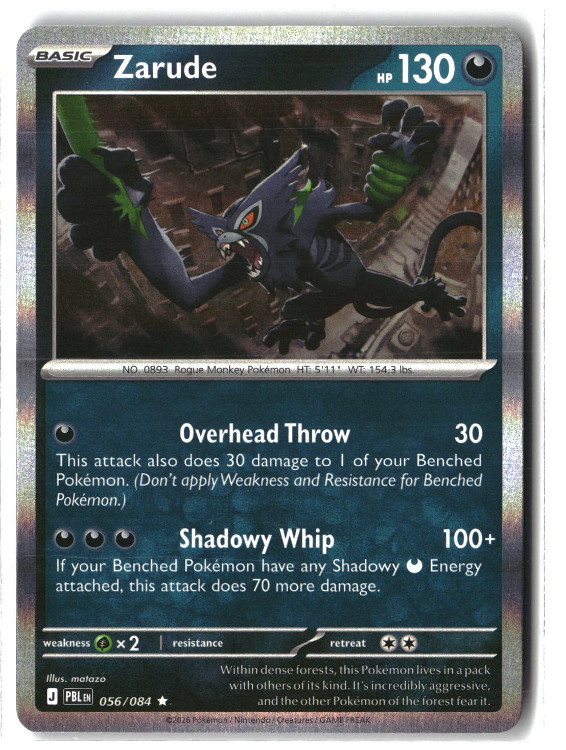 Zarude Holofoil NM (Pitch Black 056/084)