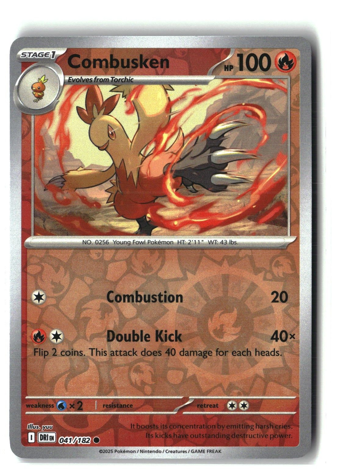 Combusken Reverse Holofoil NM (Destined Rivals 041/182)