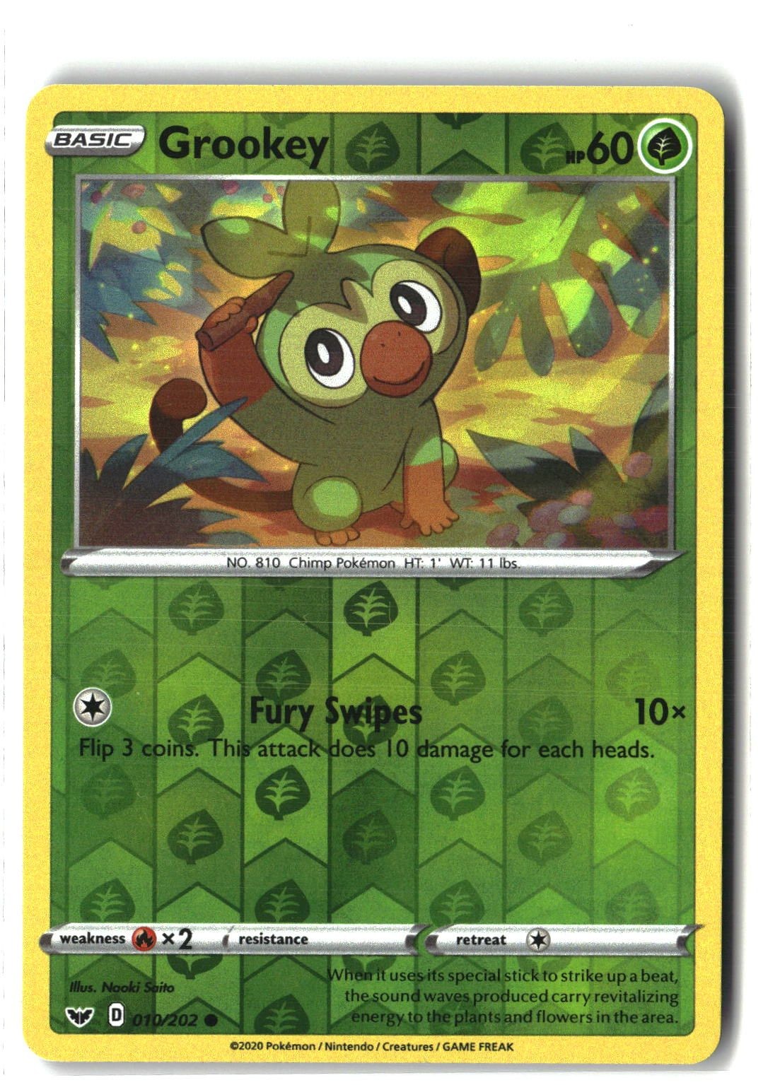Grookey (010) Reverse Holofoil NM (SWSH01: Sword & Shield Base Set 010/202)