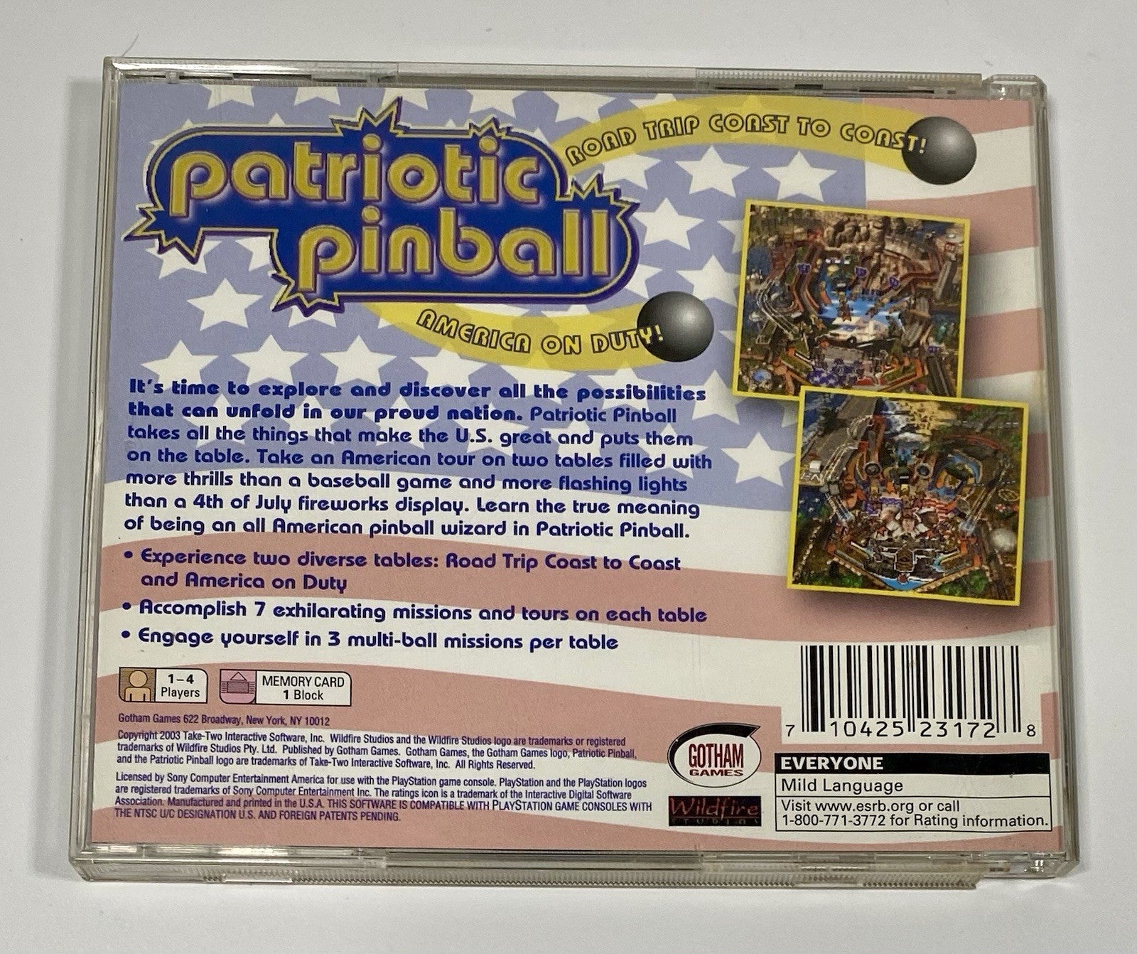 Patriotic Pinball (Sony PlayStation 1 2003) PS1, CIB W/ Manual, Tested Read Desc