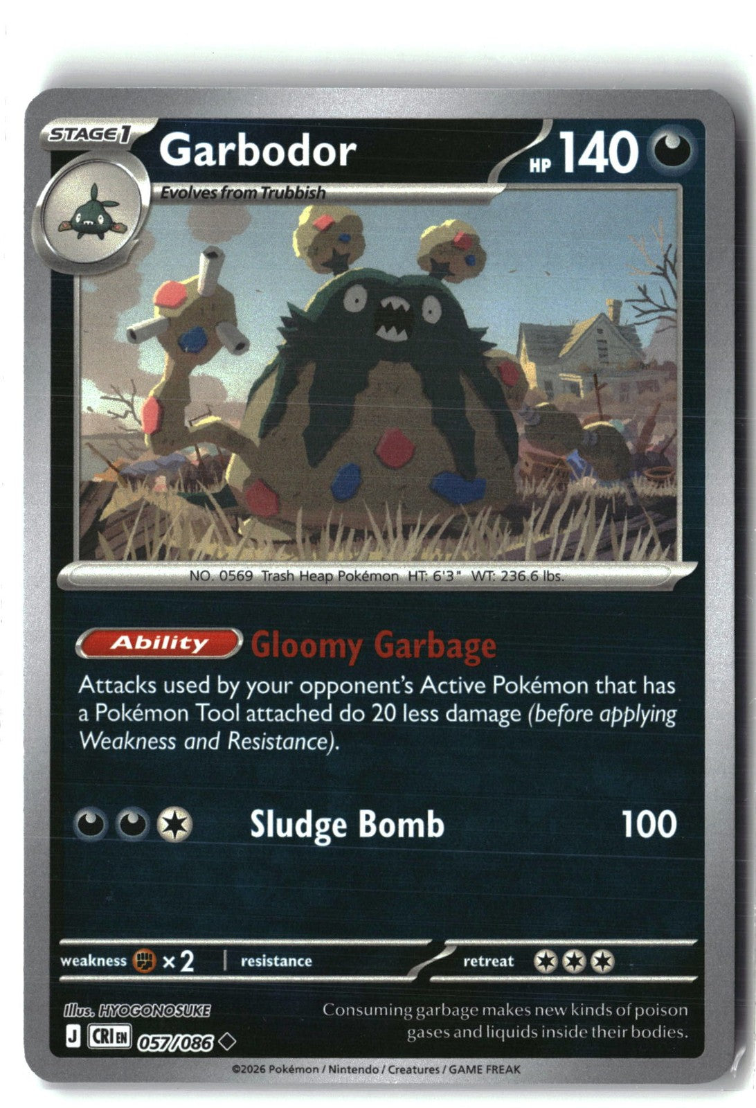 Garbodor Reverse Holofoil NM (Chaos Rising 057/086)