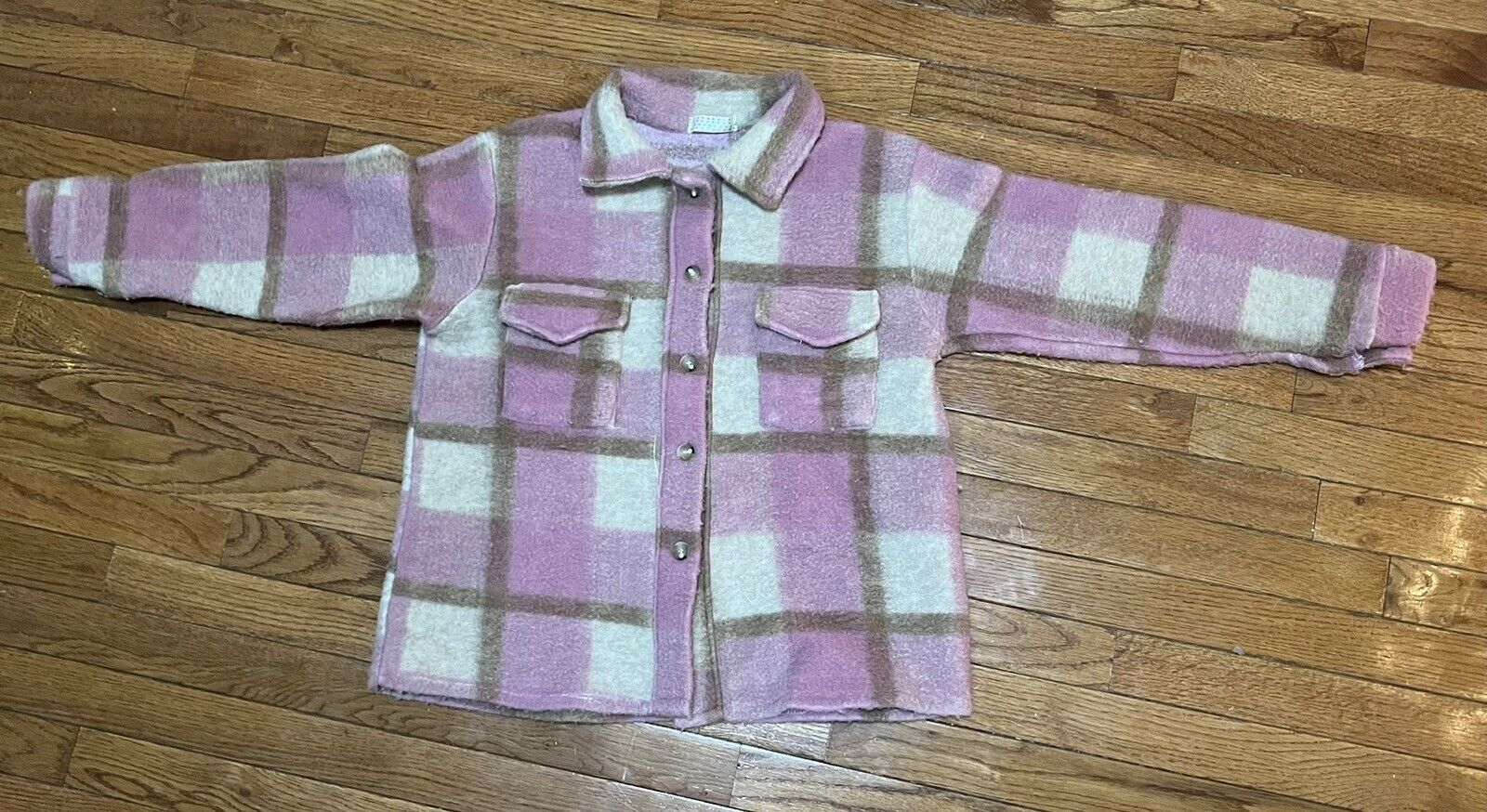 Women's Plaid Flannel Jacket Pink, Size S (Made In Italy)