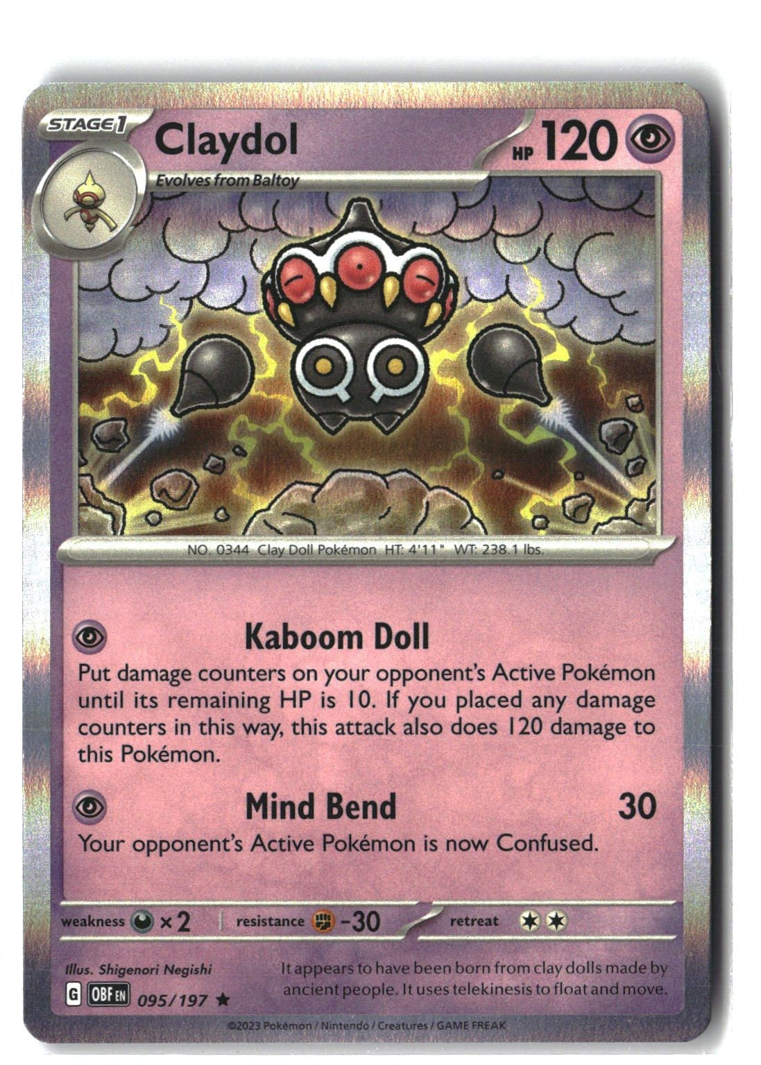 Claydol Holofoil NM (Obsidian Flames 095/197)