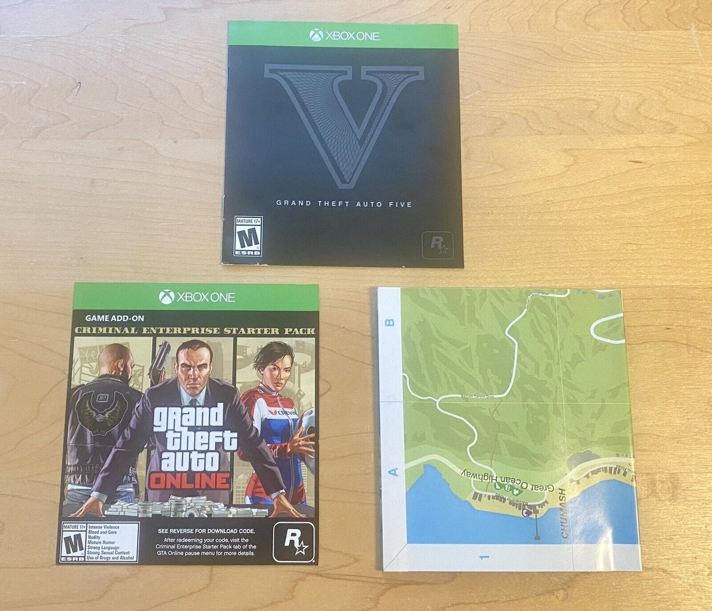 Grand Theft Auto V Premium Edition (Xbox One, 2014) COB W/ Map & Manual