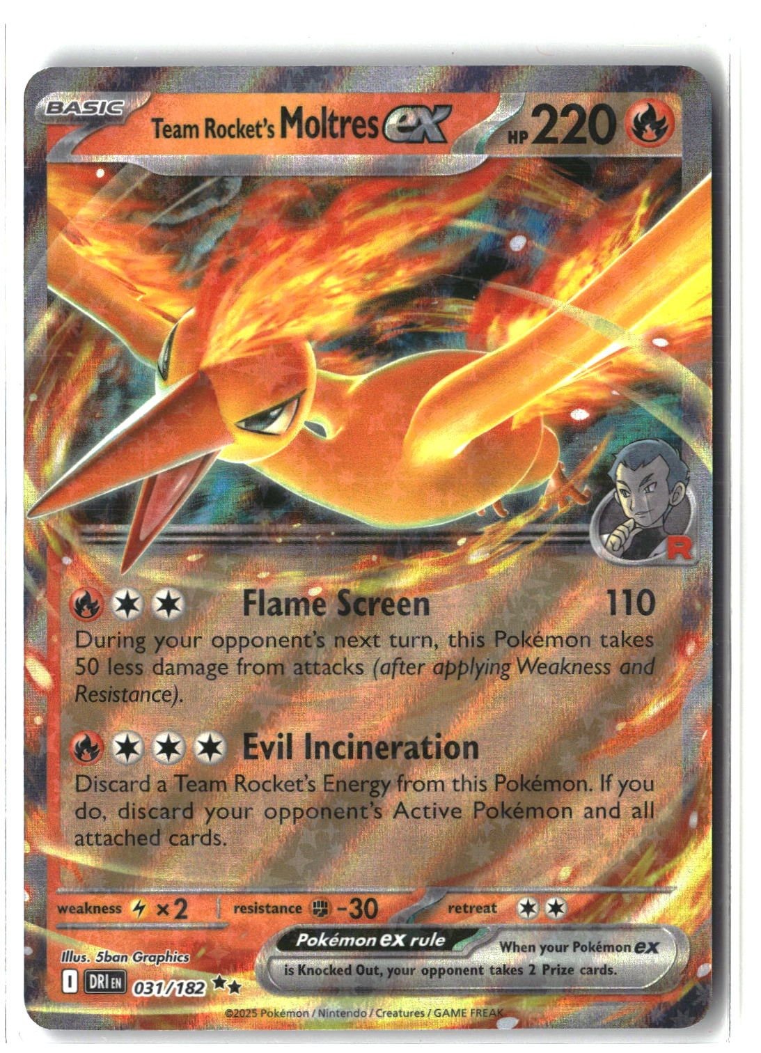 Team Rocket's Moltres ex Holofoil NM (Destined Rivals 031/182)