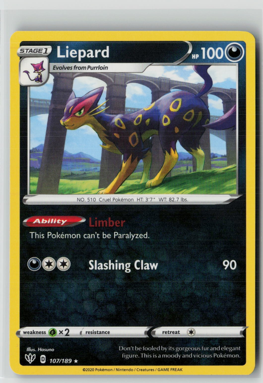 Liepard (SWSH03: Darkness Ablaze 107/189) NM