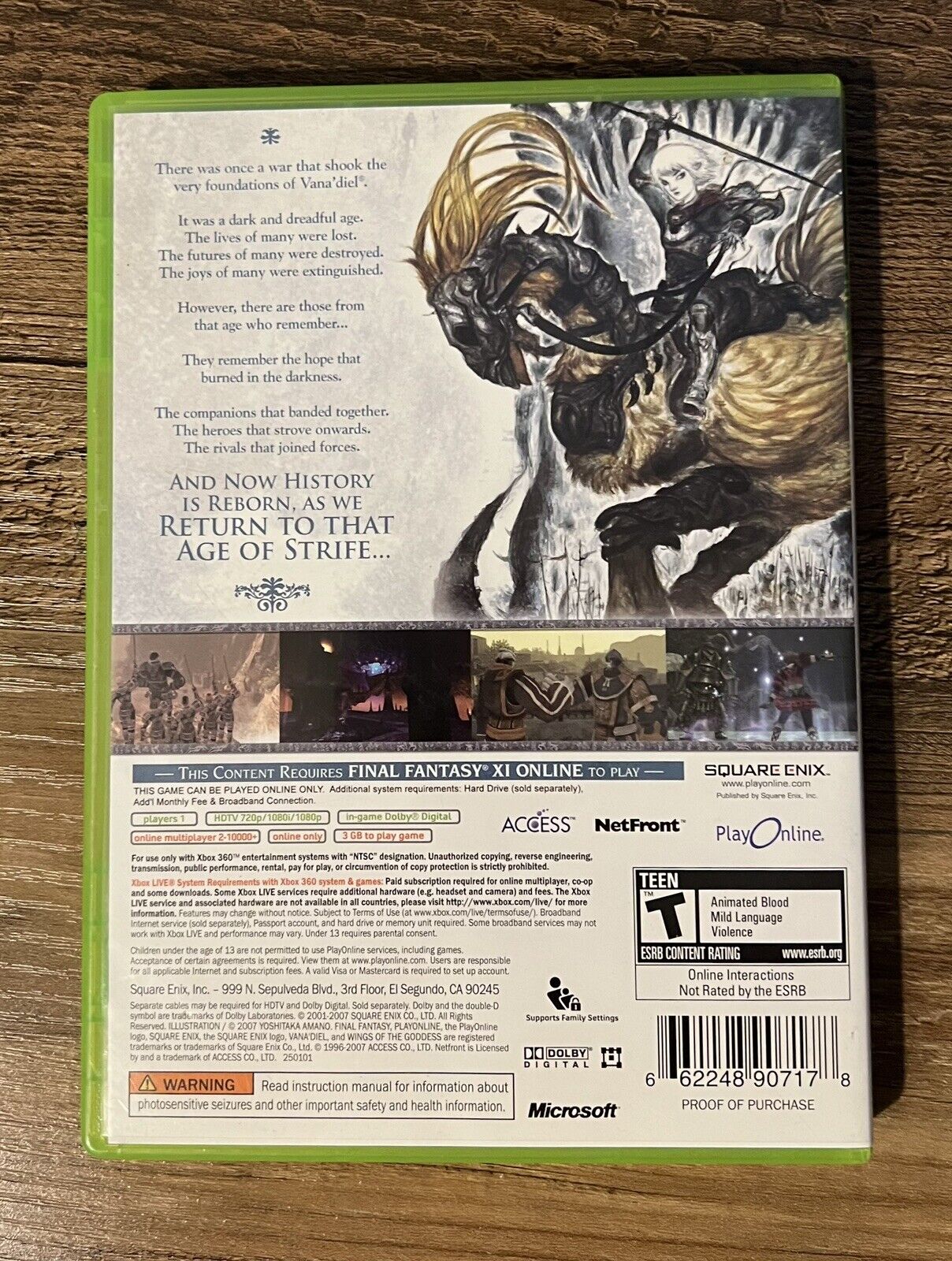 Final Fantasy XI Online Wings of the Goddess (Xbox 360, 2007) Complete w/ Manual