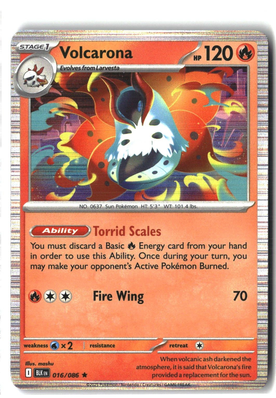 Volcarona Holofoil NM (SV: Black Bolt 016/086)