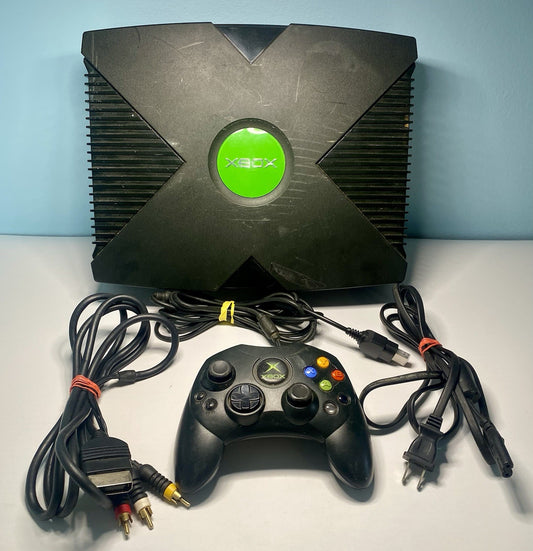 Microsoft Original Xbox Console W/ Controller & Cords For Parts Or Repair Read