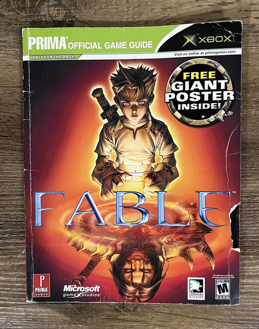 Fable Official Prima Strategy Guide Xbox With Poster, Rip In Front