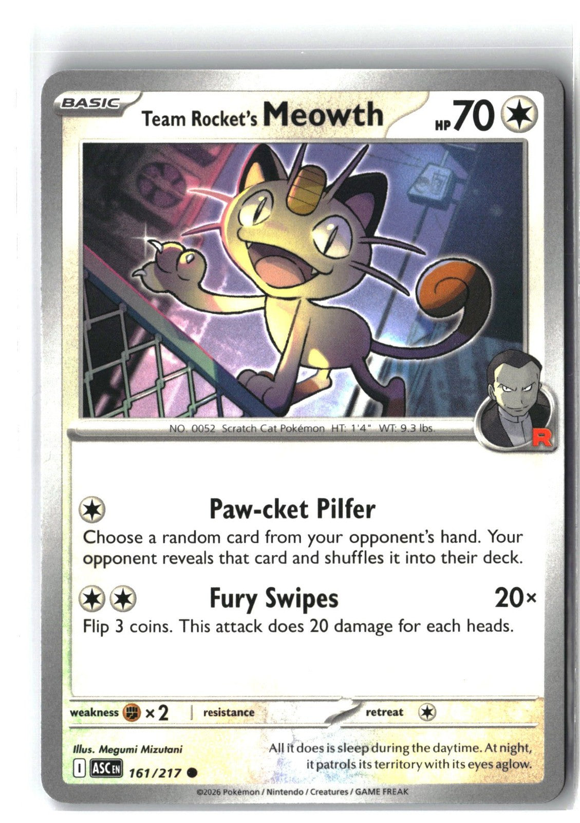 Team Rocket's Meowth (ME: Ascended Heroes 161/217) NM