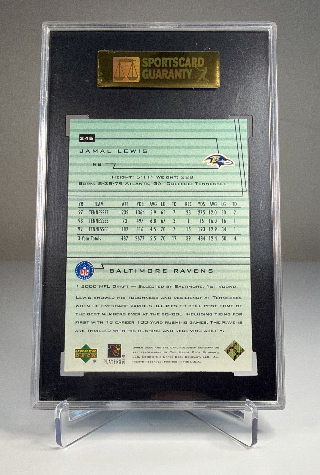 2000 Upper Deck Encore #245 Jamal Lewis Rookie Card RC SGC Graded 8.5 NM-MT+ 92