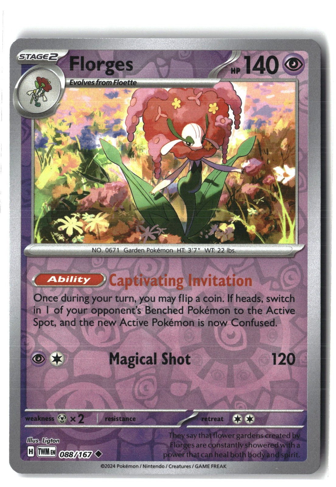 Florges Reverse Holofoil NM (Twilight Masquerade 088/167)