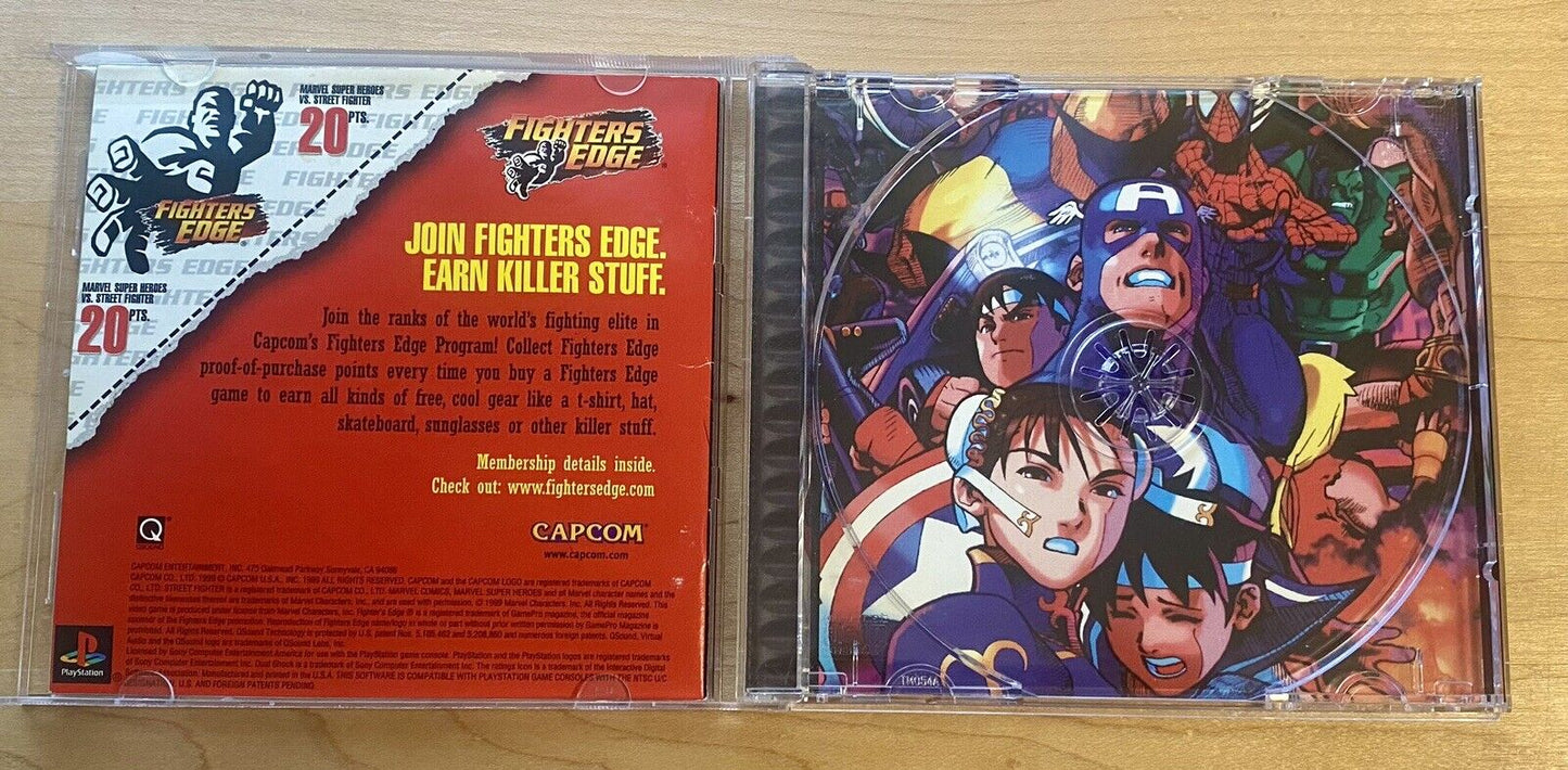 Marvel Super Heroes vs. Street Fighter (PlayStation  PS1, 1999) CIB W/ Reg Card