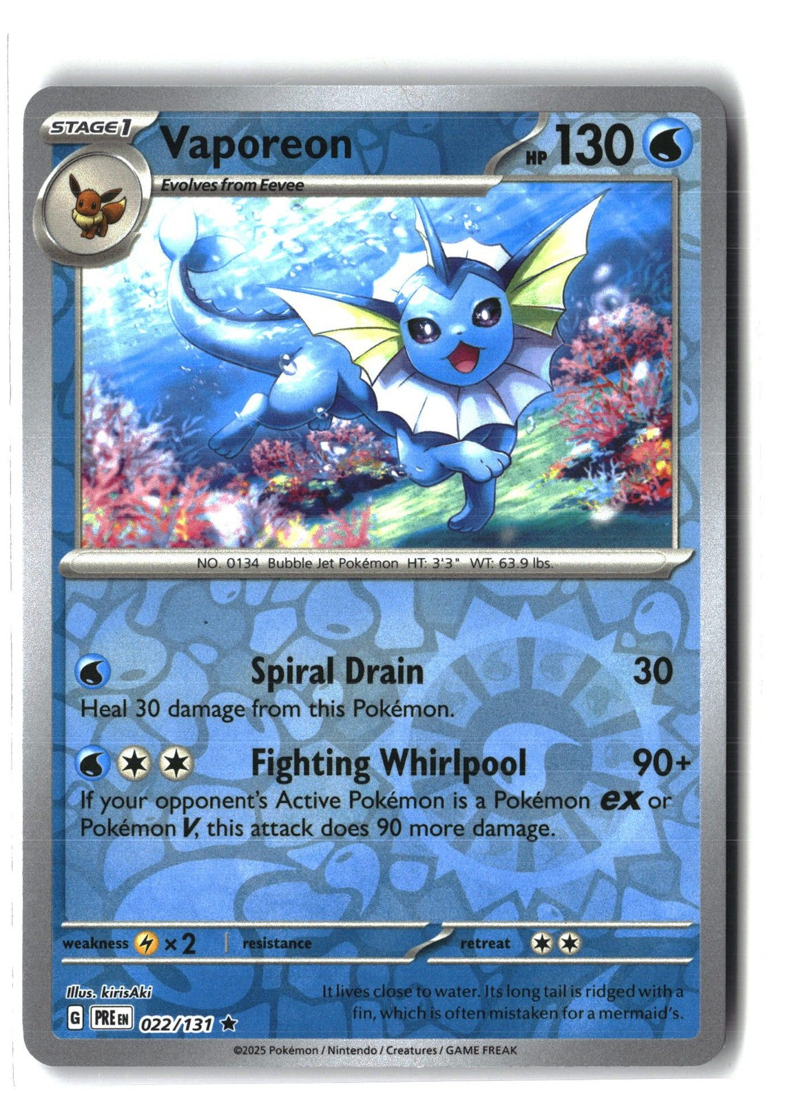 Vaporeon Reverse Holofoil NM (SV: Prismatic Evolutions 022/131)