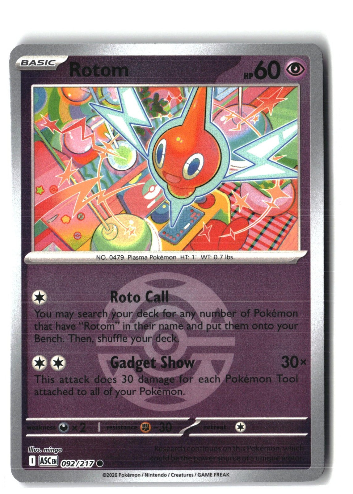 Rotom (Dusk Ball) Reverse Holofoil NM (ME: Ascended Heroes 092/217)