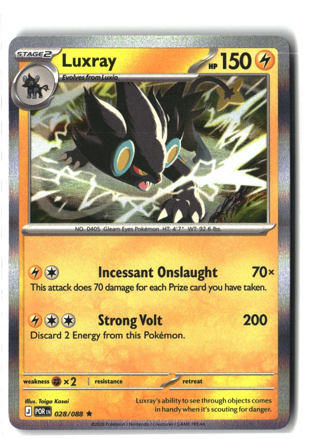 Luxray Holofoil NM (Perfect Order 028/088)