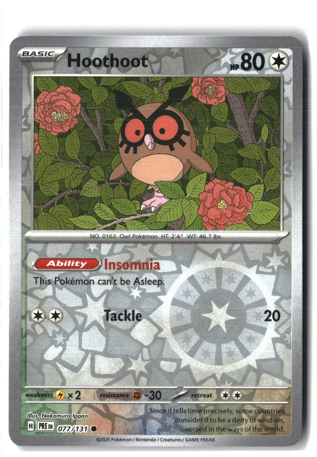Hoothoot Reverse Holofoil NM (SV: Prismatic Evolutions 077/131)