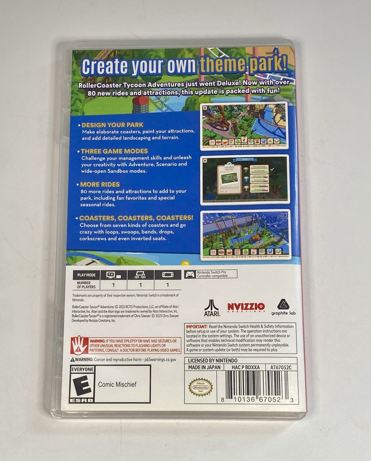 Rollercoaster Tycoon Adventures Deluxe Edition Nintendo Switch, Tested & Working