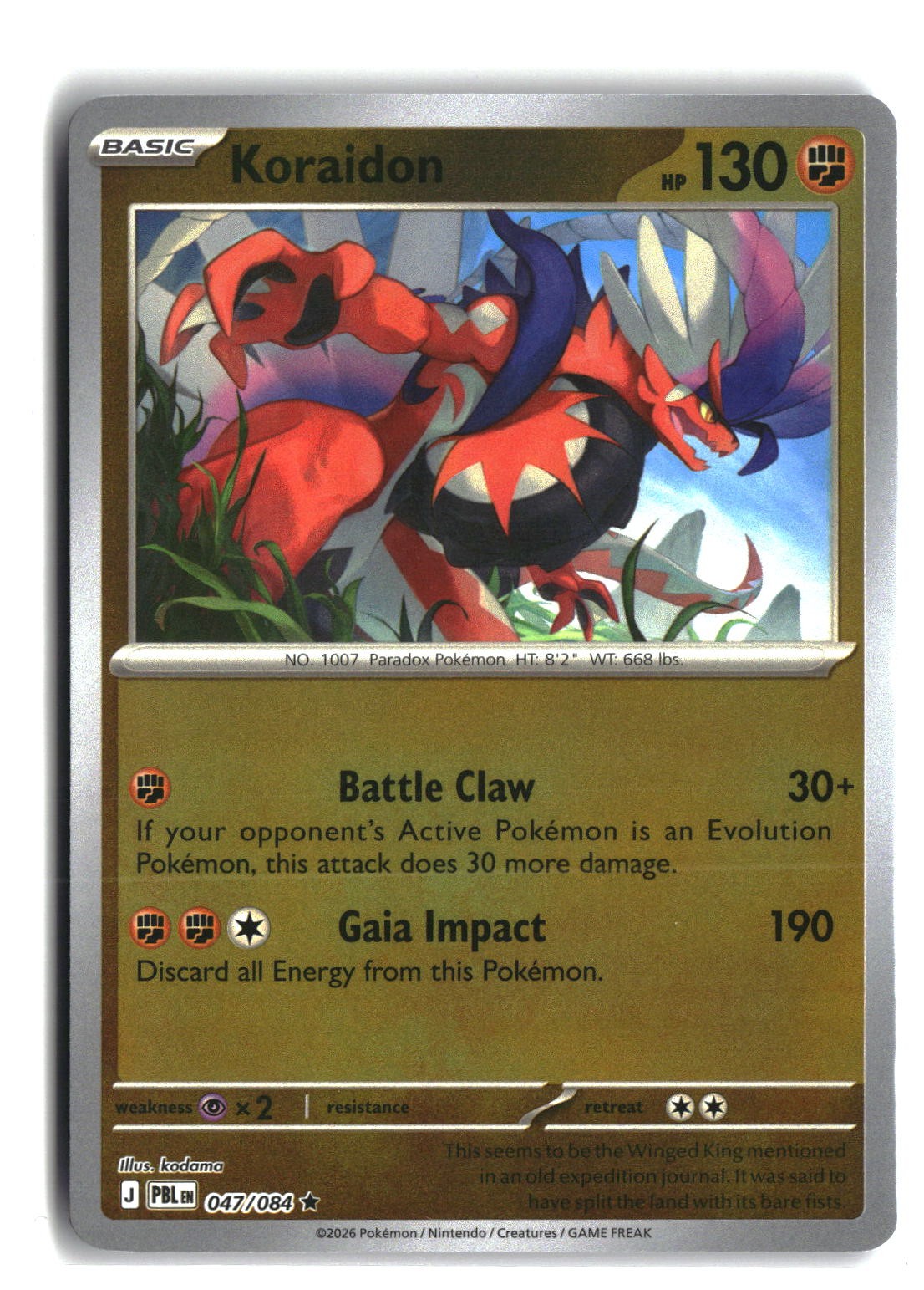 Koraidon Reverse Holofoil NM (Pitch Black 047/084)