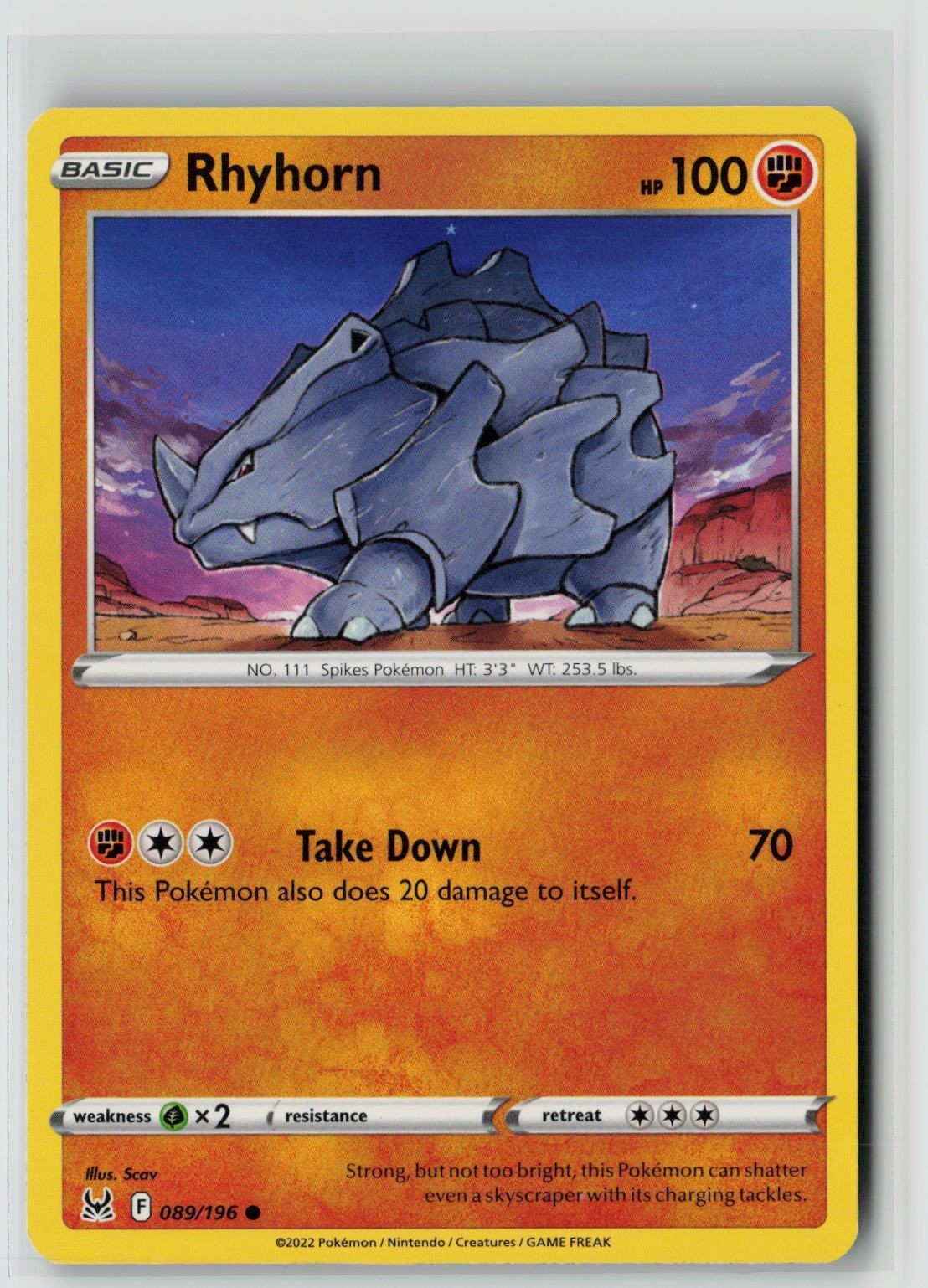 Rhyhorn (SWSH11: Lost Origin 089/196) NM
