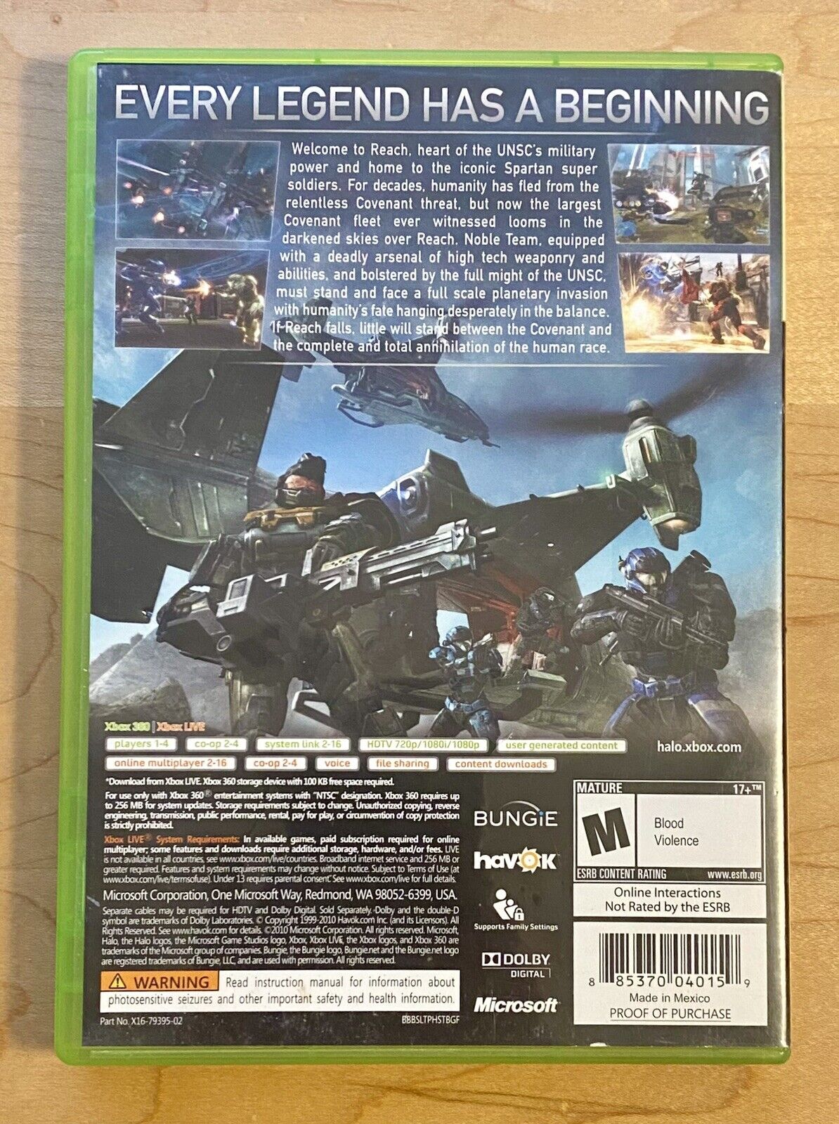 Halo: Reach (Microsoft Xbox 360, 2010) CIB w/ Manual & Insert, Tested