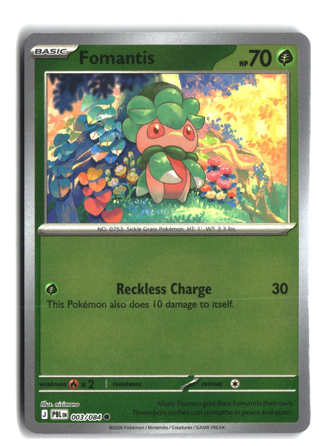 Fomantis Reverse Holofoil NM (Pitch Black 003/084)